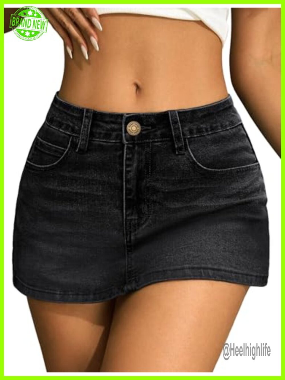 Low Rise Denim Mini Skirt with Built-In Shorts Skort Y2K Jean